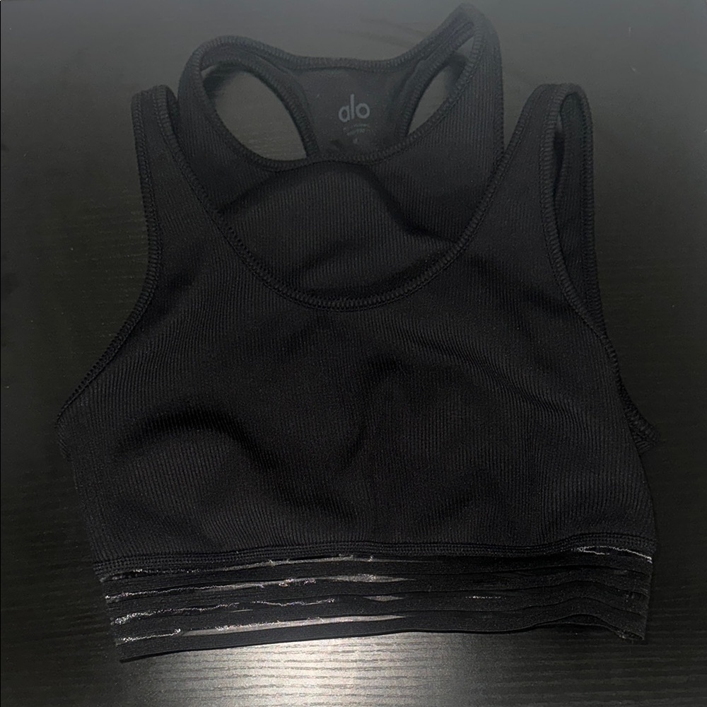 Alo Black racer back Sports Bra size M